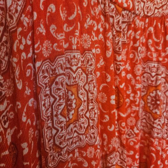 Lila Rose Size Small S Boho Blouse Top Red Rayon Spandex Boho Tunic Scoop Neck - Picture 3 of 9